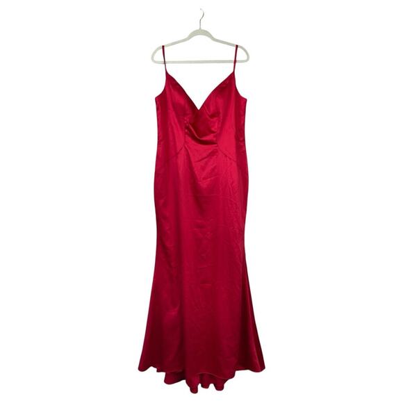 MAC DUGGAL Red Satin Gown Long Dress Plus Size 14 Formal Glam Event Gala Dance - Picture 1 of 7